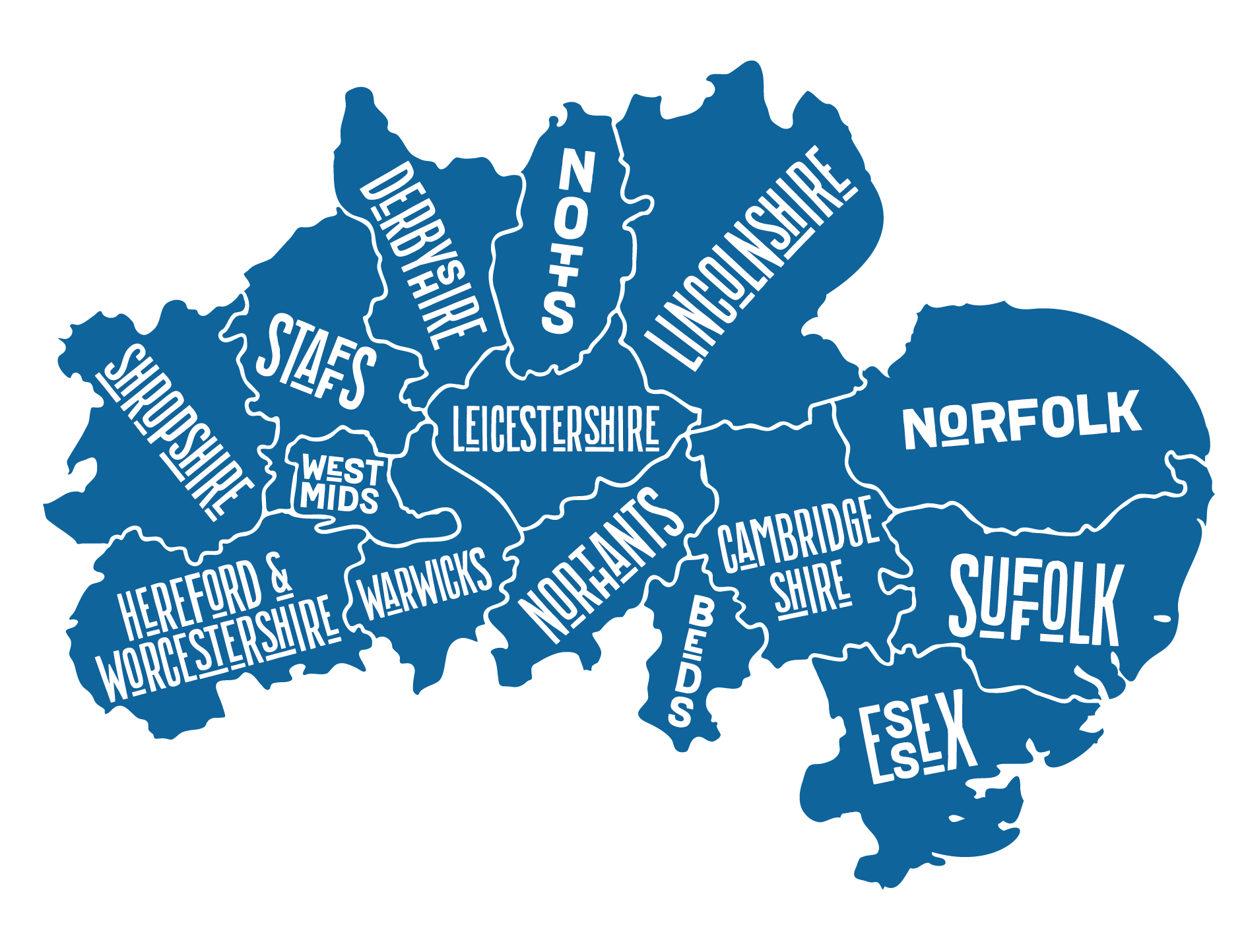 Map of Central and East England